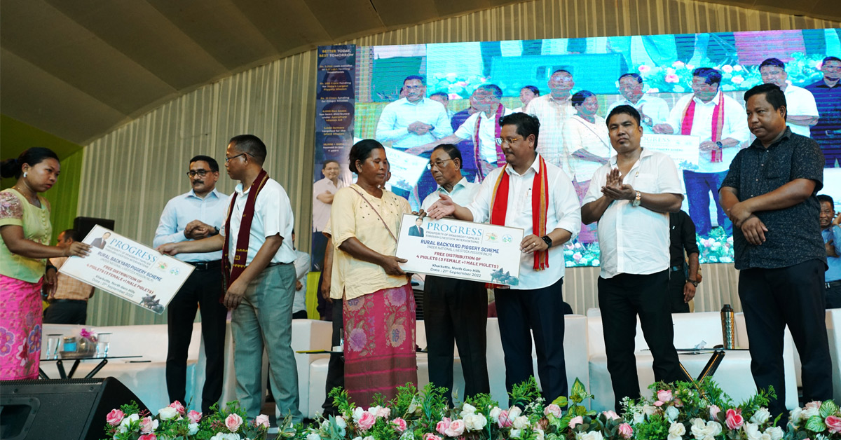 Meghalaya CM distributing funds in North garo Hills