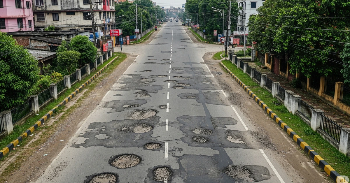 Are there roads in potholes in Guwahati or are there potholes in the roads of Guwahati?