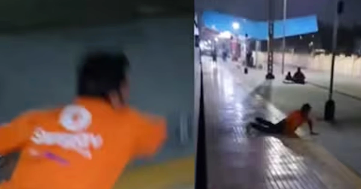 Swiggy Delivery Partner falls on platform